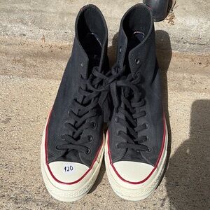 Converse Black and White High-Top Sneakers with Canvas and Rubber Sole